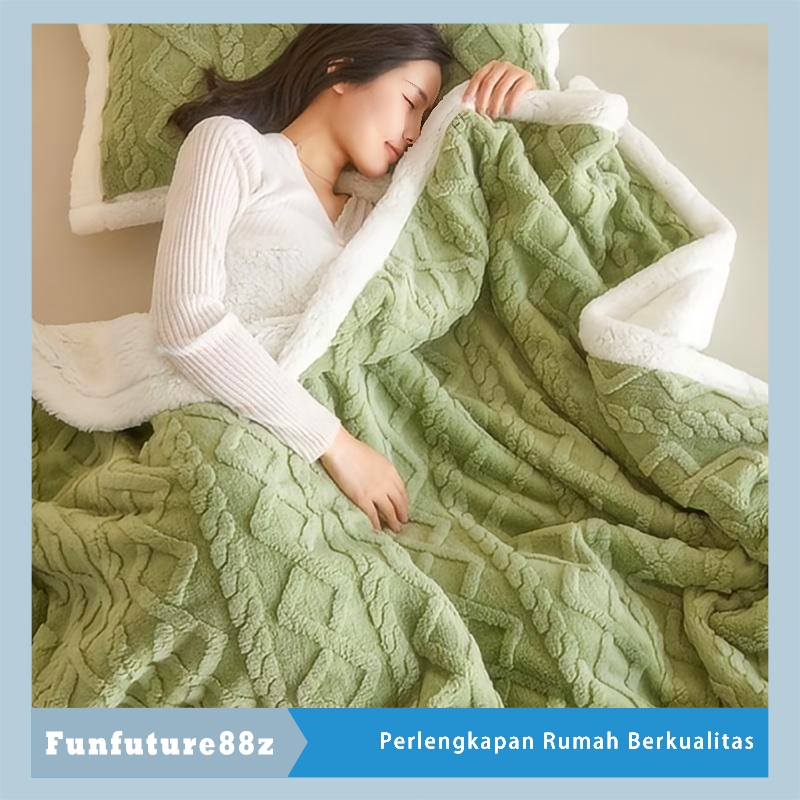 Selimut Tebal 2 Sisi 3 Dimensi Polyester Premium Size King Bed 100cmx150cm / 150x180cm / 180x200cm H