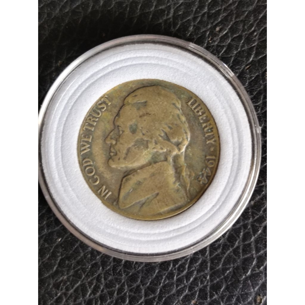 koin perak kuno liberty 5 cents jefferson 1944 P rare