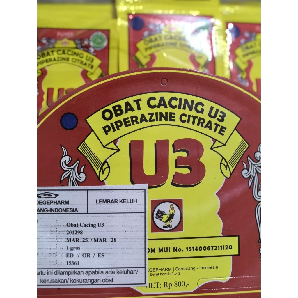 Puyer obat cacing U3 cap jago 1 gros / 12 lusin