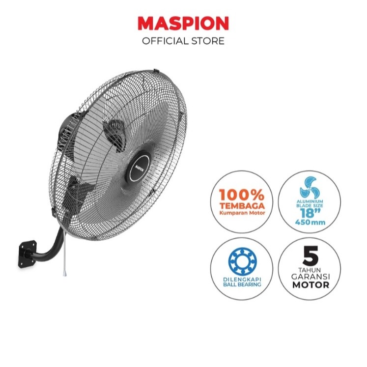 Maspion Kipas Angin Besi Wall Power Fan 18 Inch - PW 455 / Kipas Angin Besi Maspion