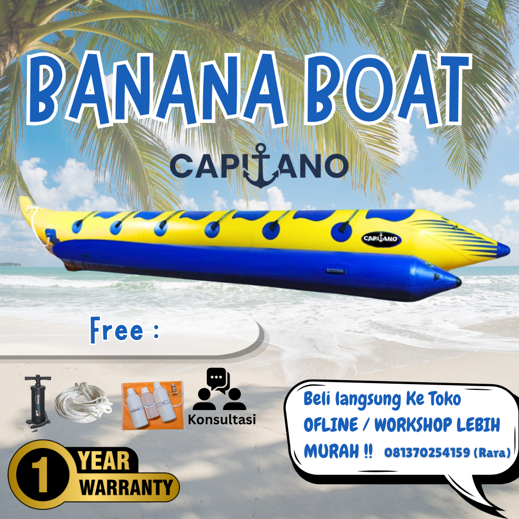 Banana Boat Wahana Air Perahu Karet Banana 5 / 6 / 7 / 8 / 9 / 10 orang