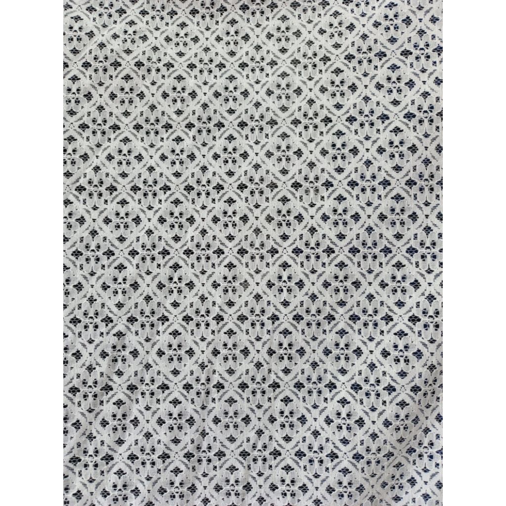 Kain Brokat Putih Premium Motif Bunga Elegant – Bahan Kebaya Dress Outer Wanita