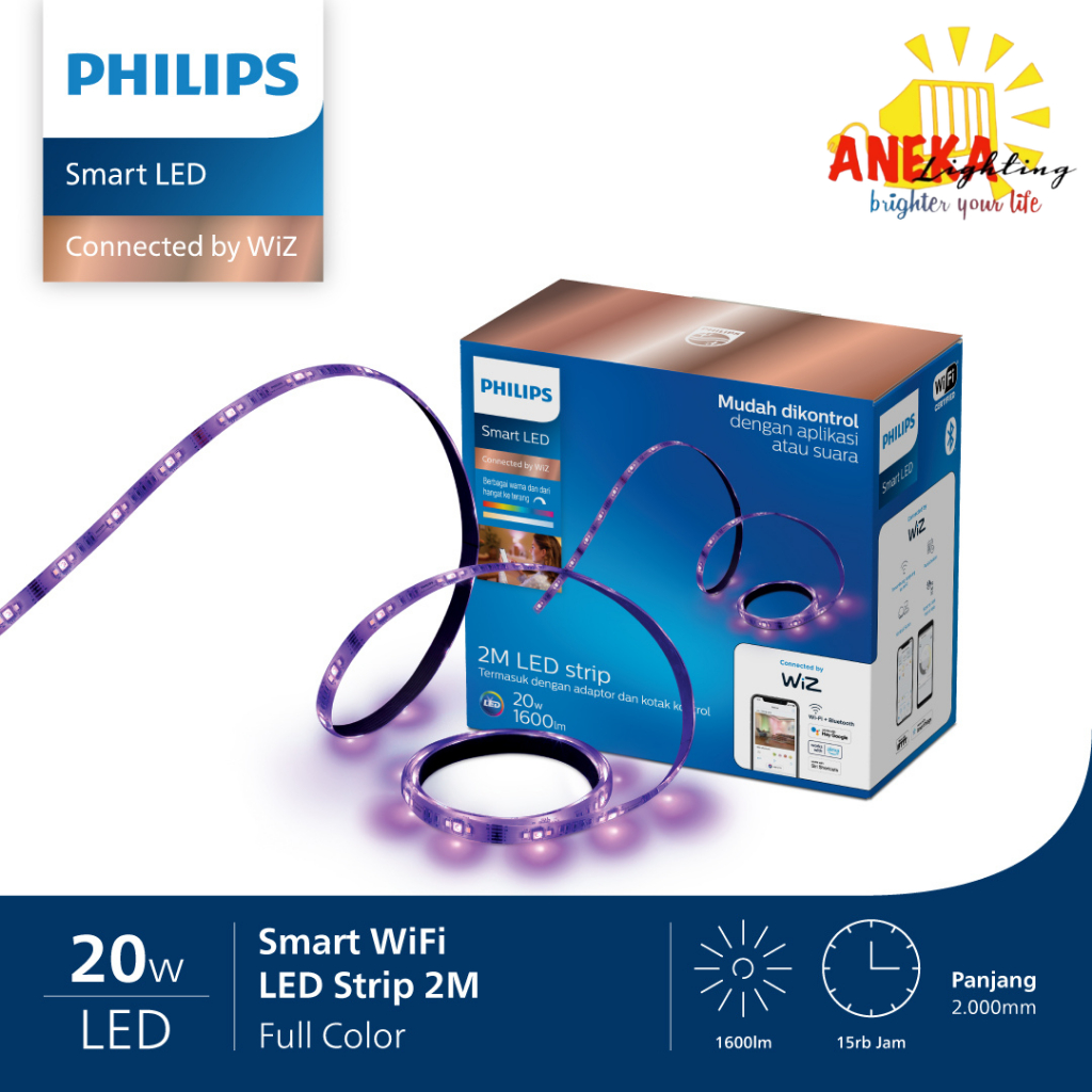 Led Strip Wifi RGB Philips 2M Paket (Adaptor + Kontak Kontrol)