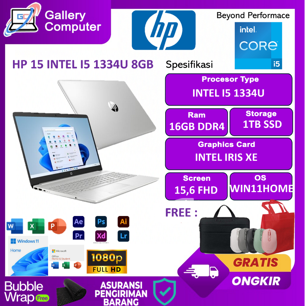 Laptop Hp 15 Intel I5 1334U 16GB 1TB SSD 15,6 Fhd Silver