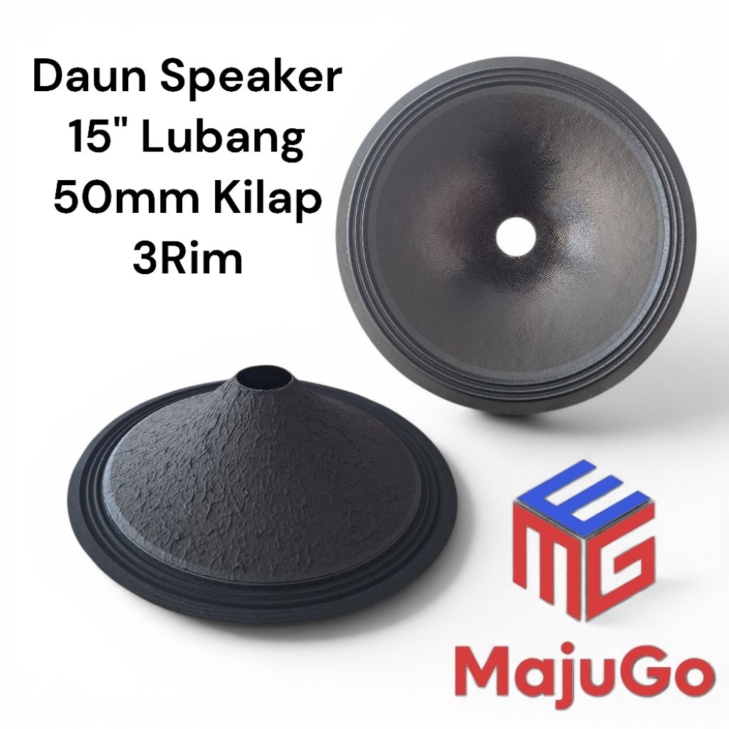 Daun Speaker 15 inch Lubang 50mm Kilap 3 Rim tinggi 10cm