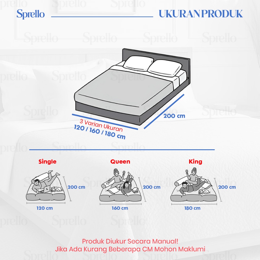 Sprello Bedcover Set Sprei Comforta Series Sarung Bantal & Guling Bahan Microtex Lembut Dan Adem Set