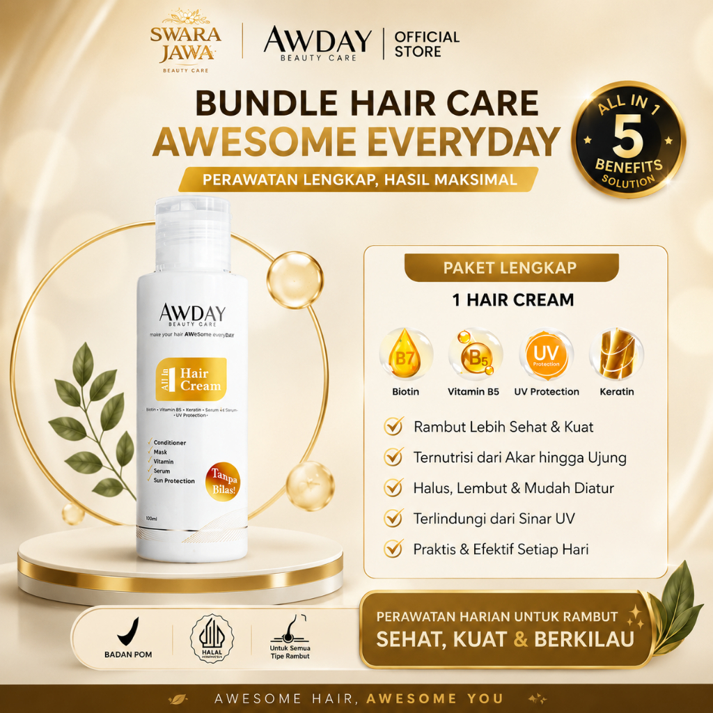 AWDAY Conditioner All in 1 Hair Cream 100ml Tanpa Bilas BPOM ORIGINAL Haircare Perawatan Rambut ala 