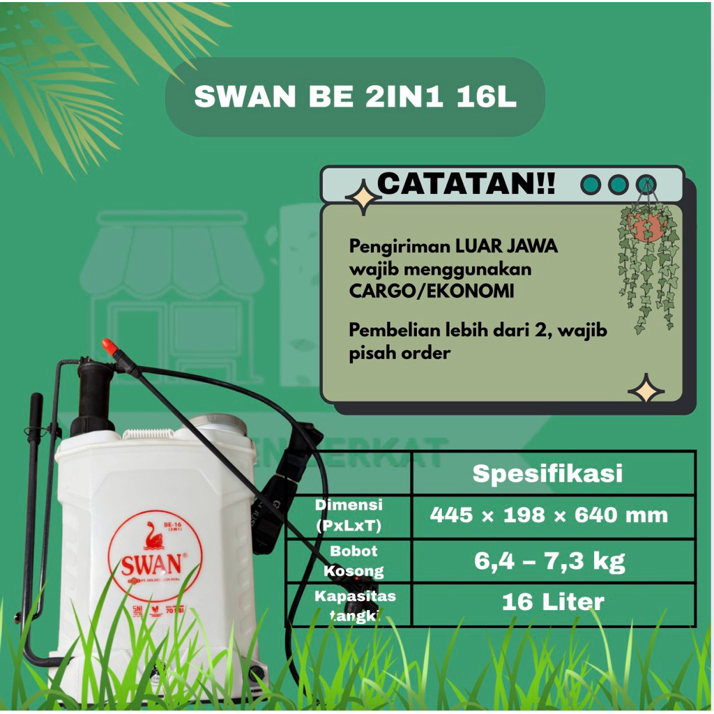 SPRAYER SWAN BE-16 2IN1 | SEMPROTAN TANAMAN SWAN | SEMPROTAN PUPUK SWAN | SEMPROTAN SWAN BE-16 DOUBL