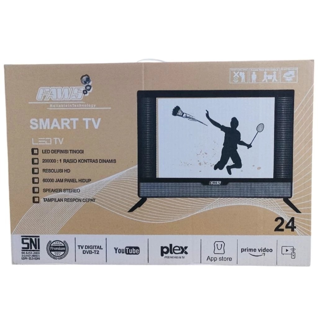 Smart TV LED FAWS 24 Inch Digital TV DVB-T2 - HD Ready YouTube Prime Video