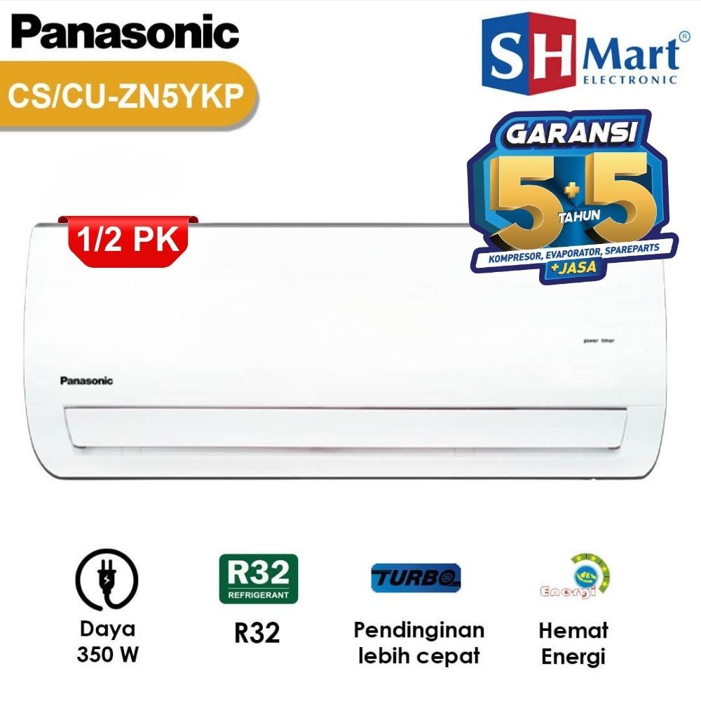 AC 1/2 PK PANASONIC CS-ZN5YKP / ZN5YKP FREON R32 GARANSI RESMI (MEDAN)