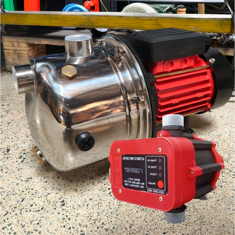 MAXPUMP Mesin Pompa Air Semi Jet Pump Pompa Otomatis Sumur Dalam 340W 220V STAINLESS Pump
