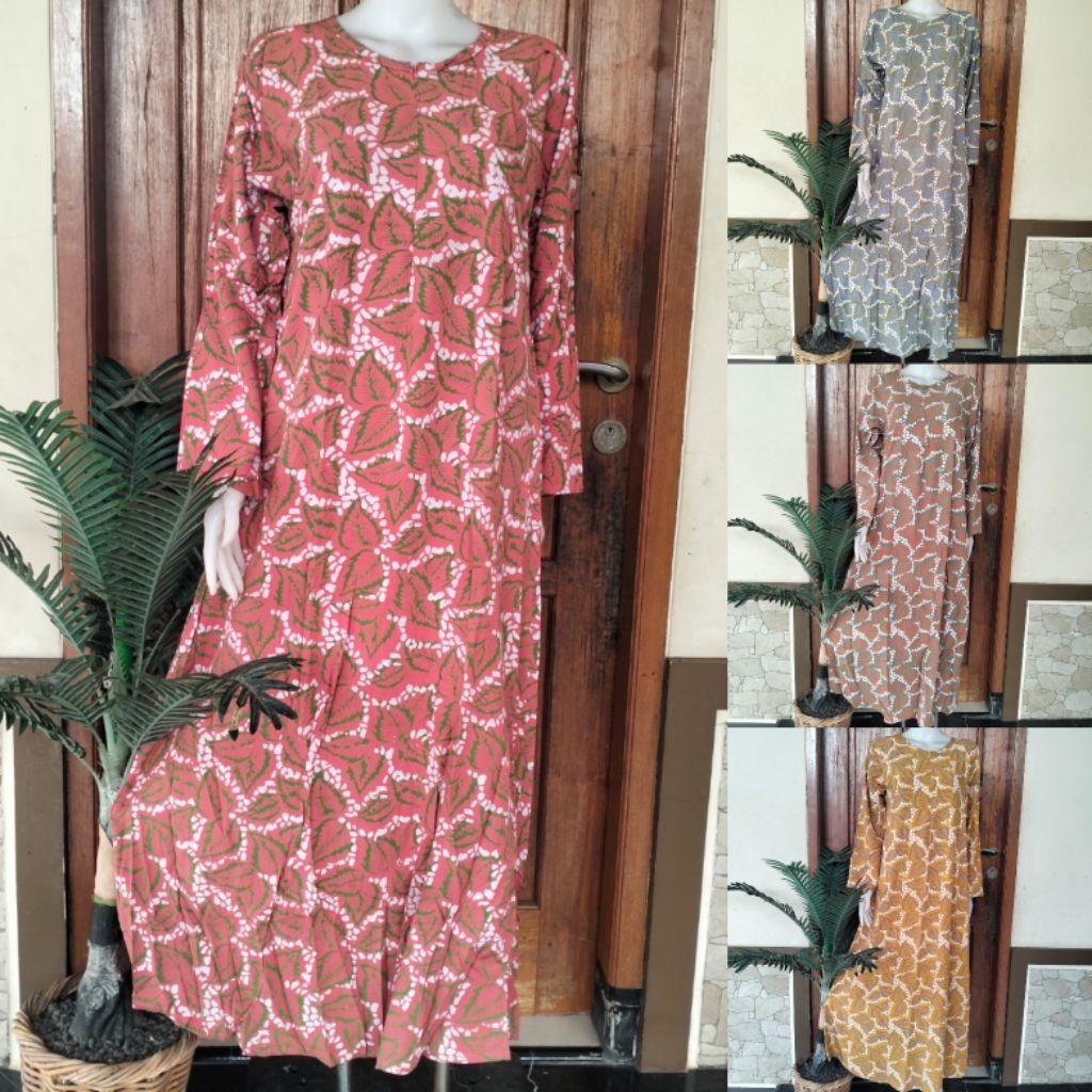 DASTER PANJANG TERBARU LONGDRES DILETA BATIK HUZA LENGAN PANJANG UKURAN L BAHAN ADEM