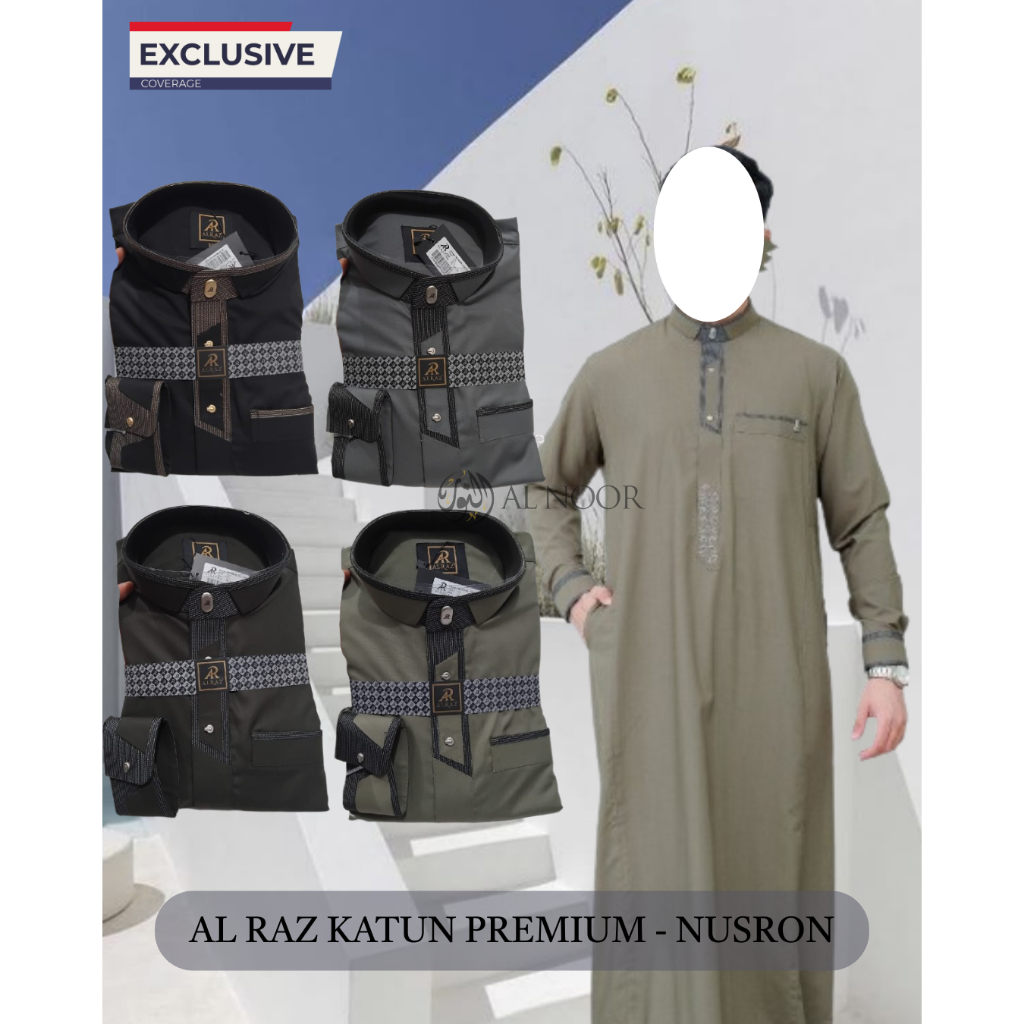Jubah Saudi | Gamis Pria | Al Raz Kombinasi Exclusive Model Nusron - Pusat Grosir Alnoor