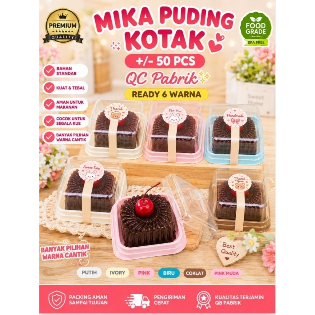 Mika Puding Mini Kotak Mika Mooncake +/-50pcs