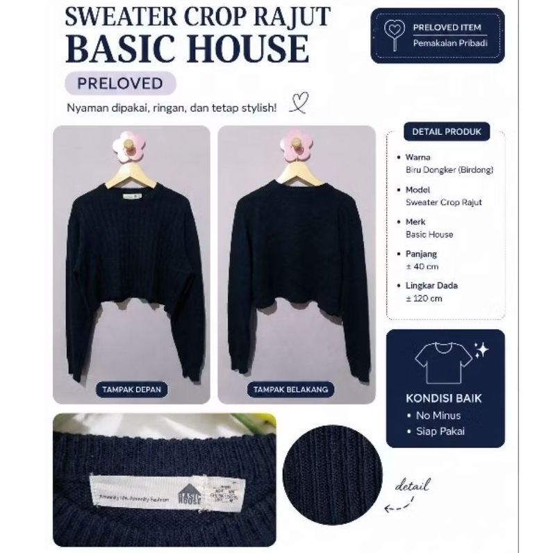 Sweater Crop Basic House (PRELOVED)