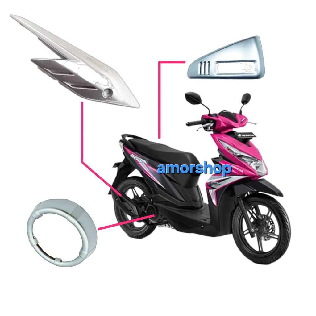 Paket Garnish Honda Beat K81 tahun 2017-2019 original AHM isi 3