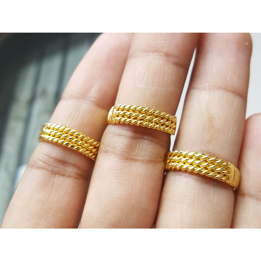 Cincin Lilit Baris Lapis Emas Asli