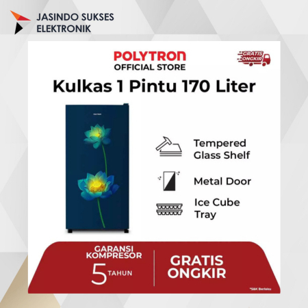 KULKAS POLYTRON 1 PINTU 170 LITER PRB177LB HEMAT LISTRIK FREZEER BESAR