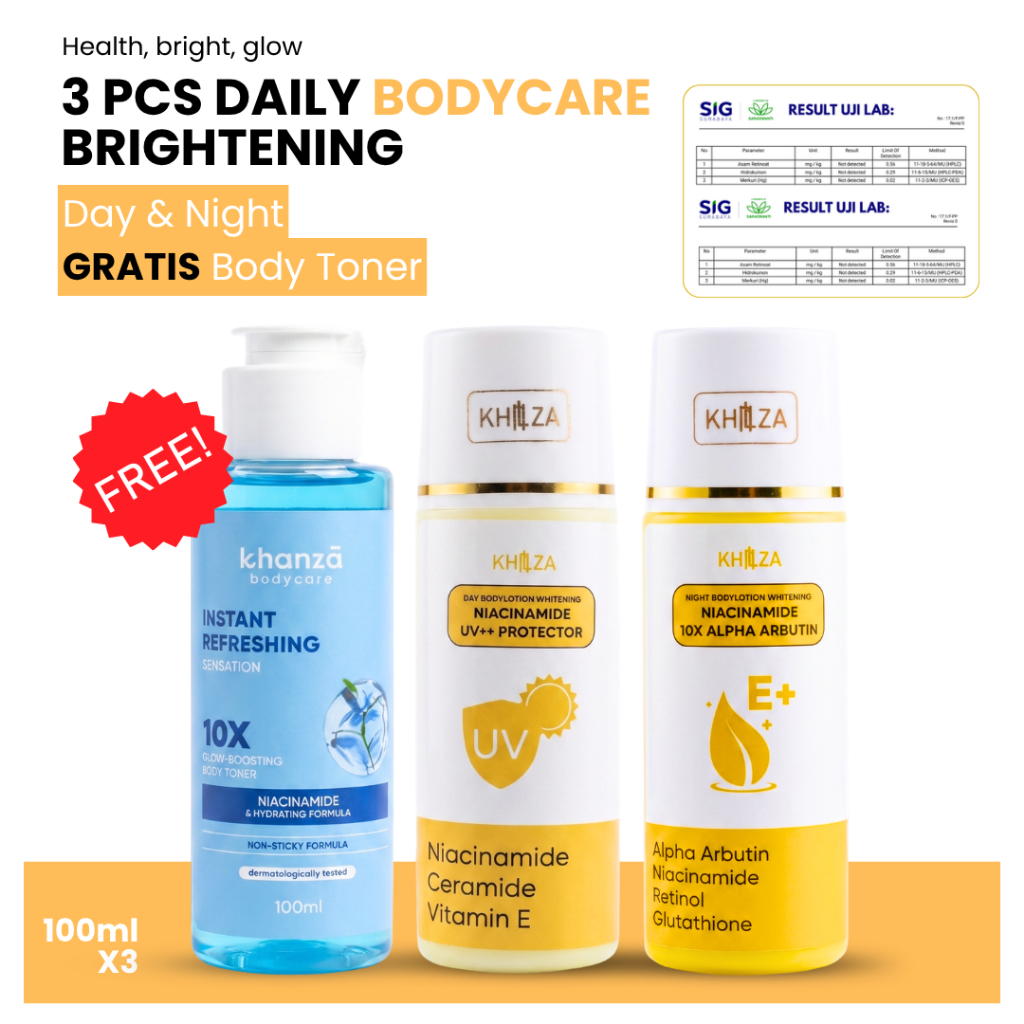 LN Body Lotion 10% Alpha Arbutin HB Pemutih UV+ DAILY PROTECTION Paket Siang Malam + Body Toner BPOM