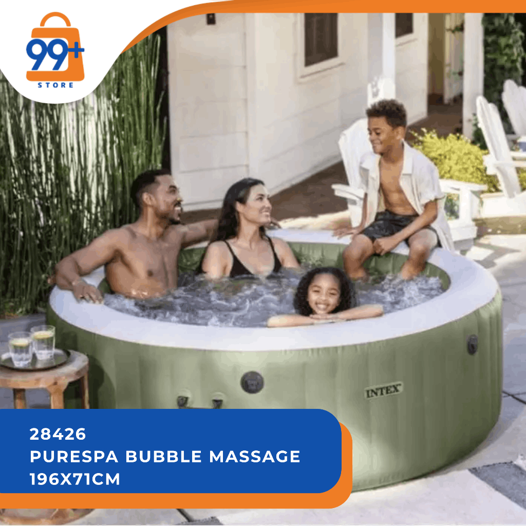 Jacuzzi INTEX 28426 PureSpa Bubble Massage | Spa Portable 6 Orang | 196 x 71 cm