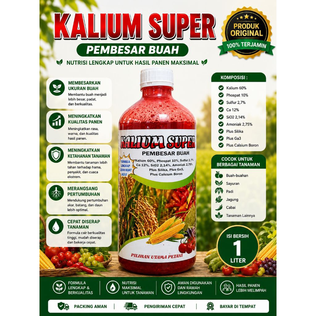 PUPUK CAIR KALIUM SUPER EXTRA 1 Ltr || PEMBESAR BUAH