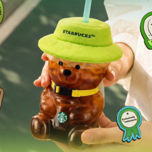 Starbucks Bear Bearista Glass Tumbler Cup Ori