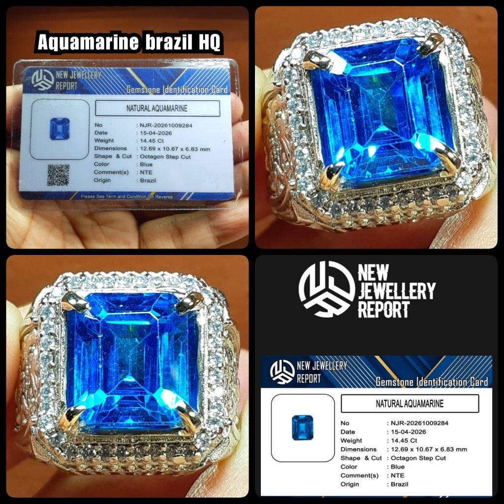 original cincin permata Aquamarine asli brazil NTE ya
