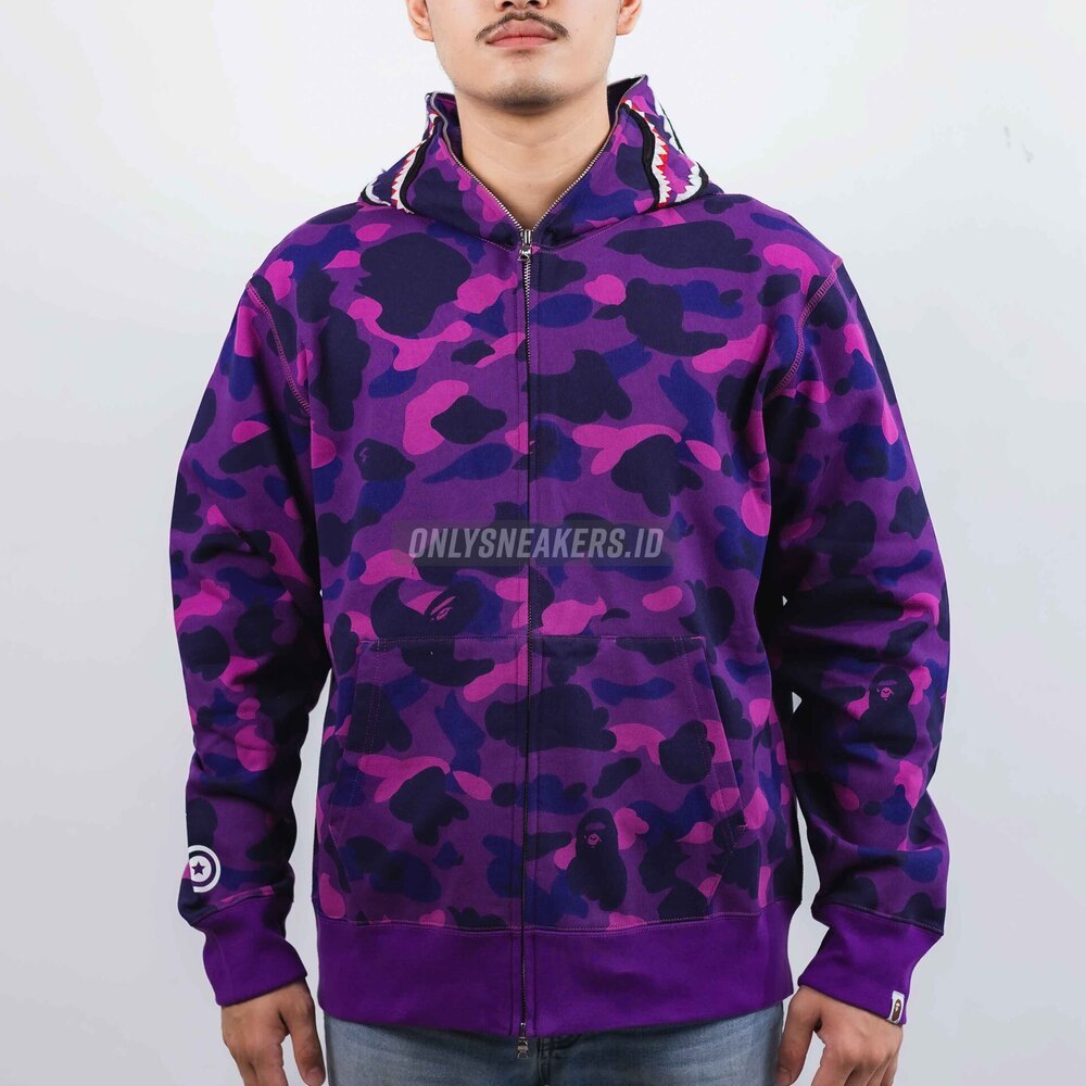 BAPE PURPLE CAMO SHARK FULL ZIP HOODIE