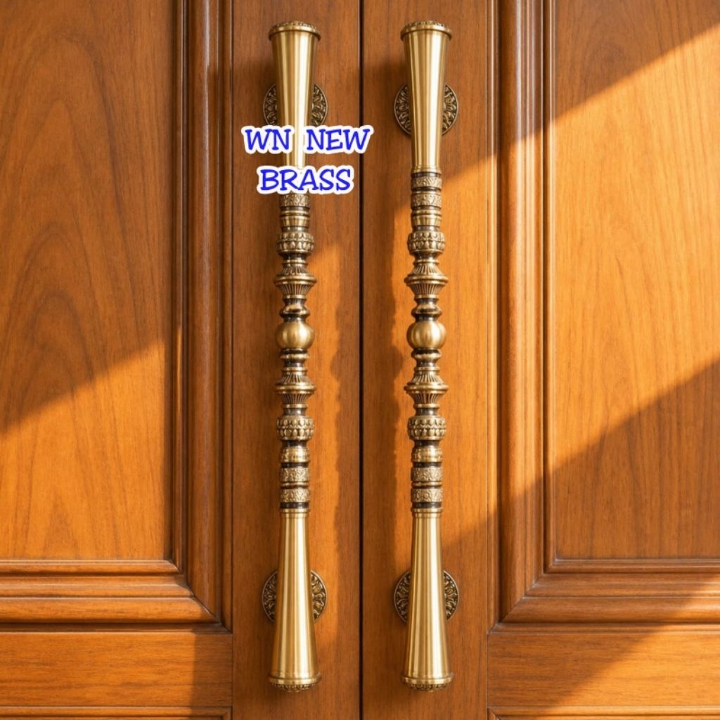 Handle Pintu / Gagang Pintu Rumah Pagar Kuningan Motif Ukir 100 cm