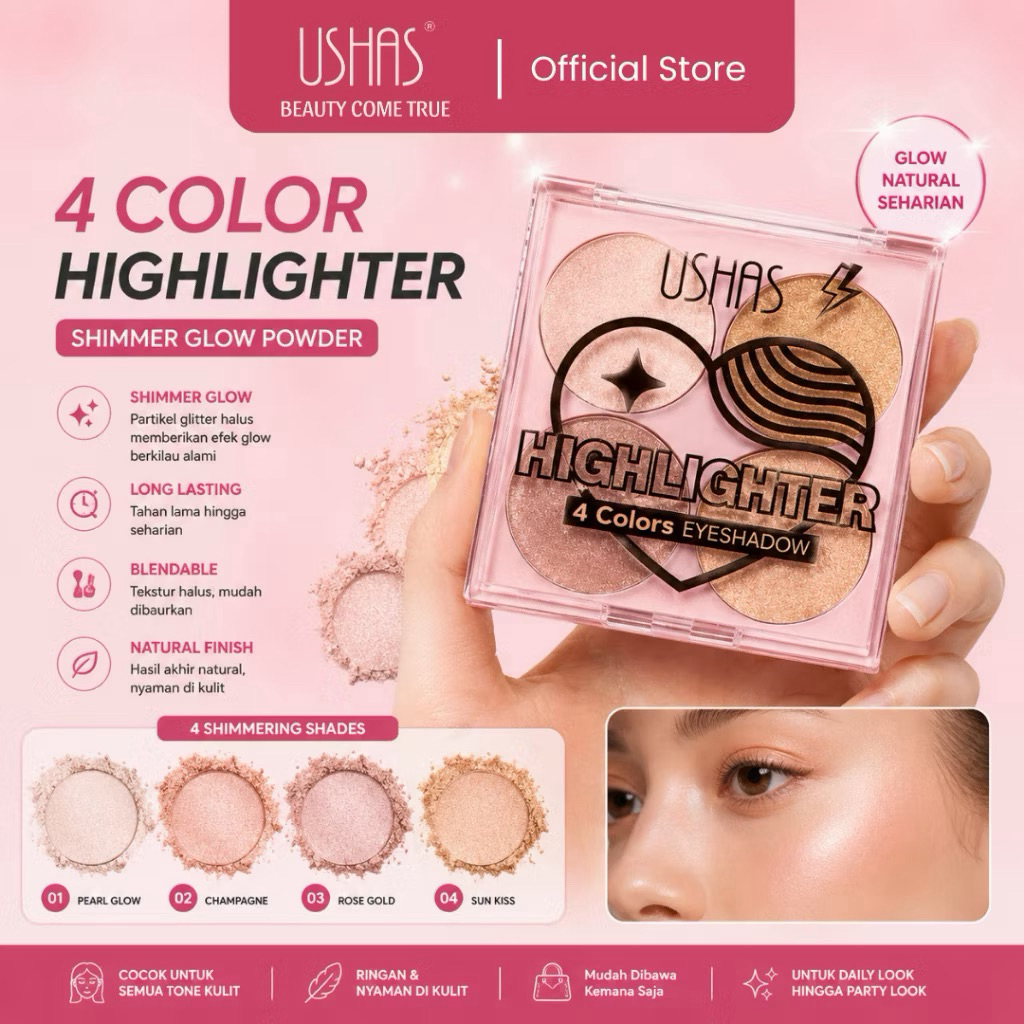 USHAS HIGHLIGTHER 4 COLOR EYESHADOW