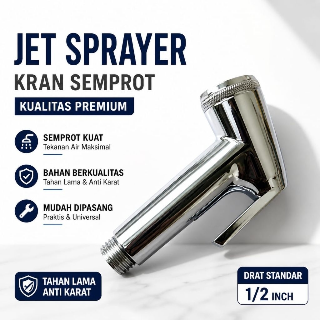 Kepala Jet Bidet Shower Tekanan Tinggi - ABS Chrome, Silver