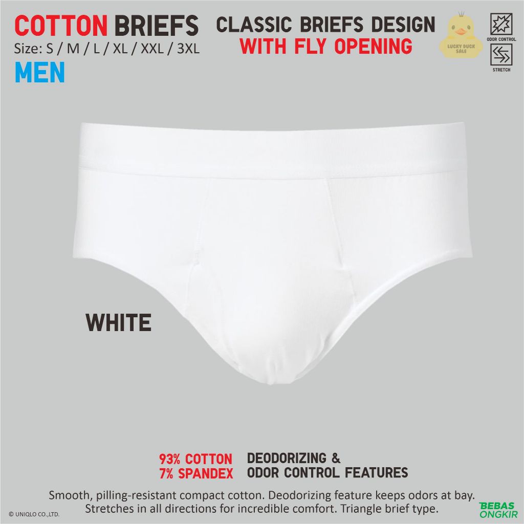 Men Cotton Briefs Celana Dalam Pria Katun Segitiga Fly Odor Control UNIQLO Brief