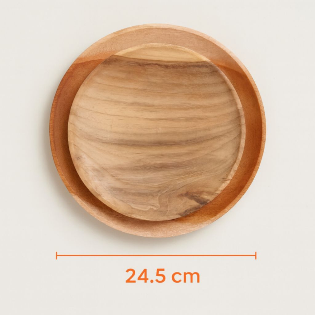 Piring kayu bulat piring kayu jati mahoni woden teak Wood piring kayu besar
