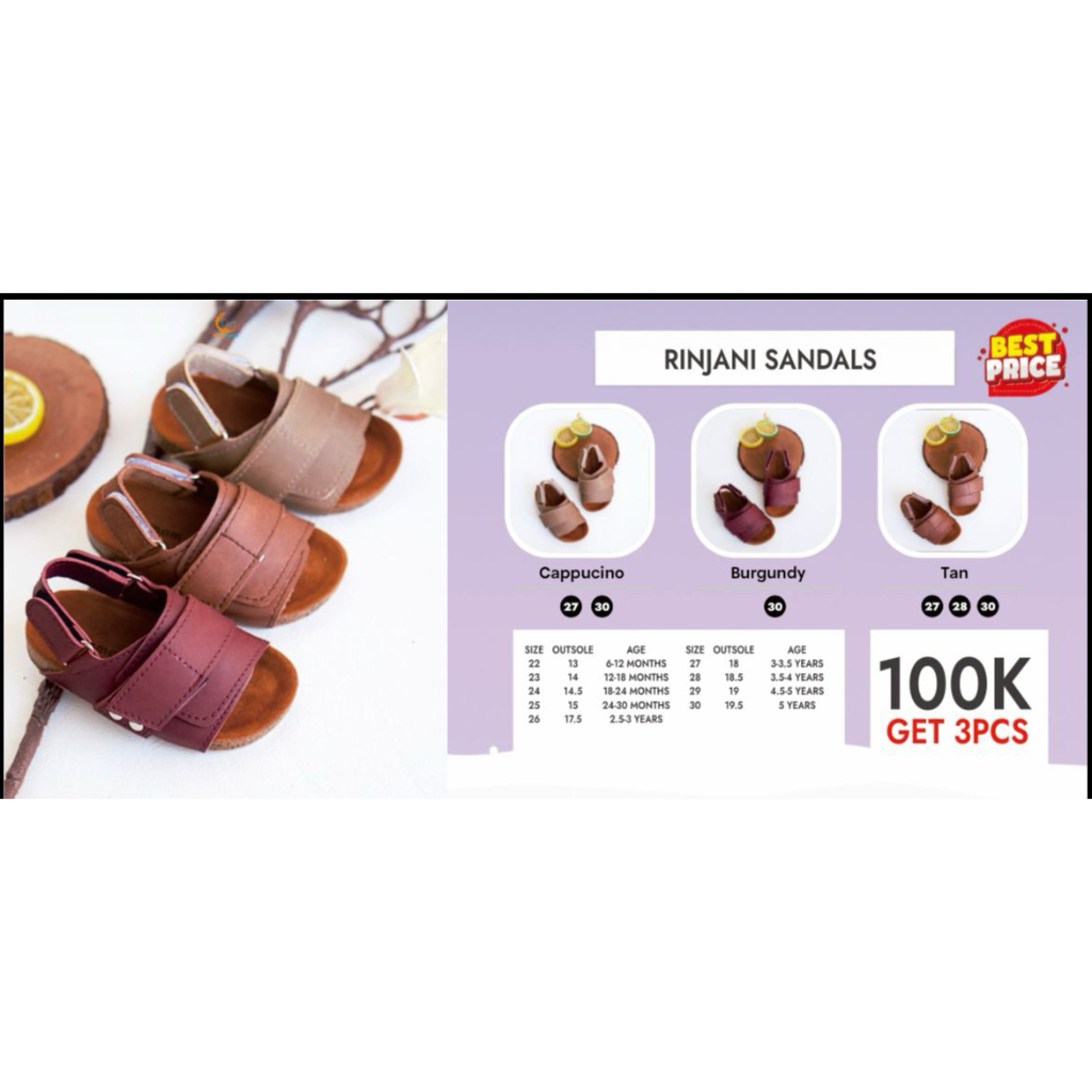Halomam Rinjani Sandal - Tan size 30
