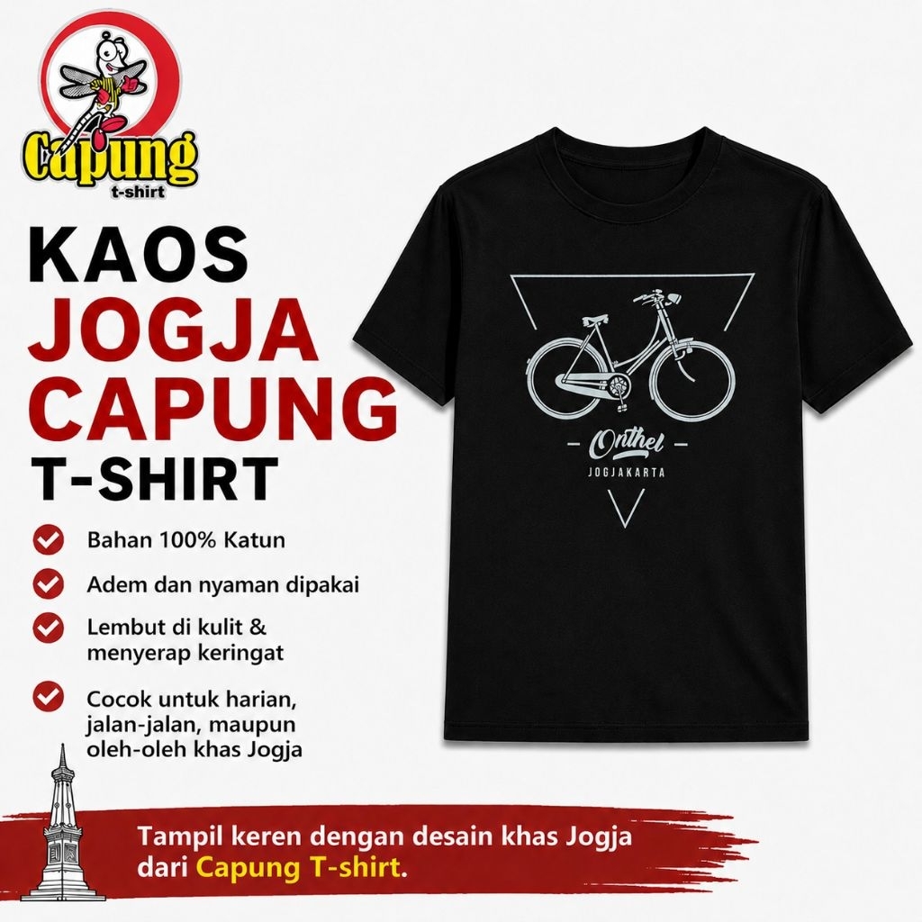 KAOS JOGJA MALIOBORO ASLI JOGJA MEREK CAPUNG T-SHIRT KAOS JOGJA OLEH OLEH KHAS JOGJA KAOS JOGJA ORIG