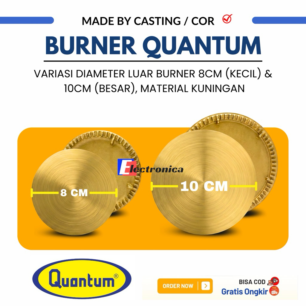 BURNER QUANTUM KUNINGAN 8CM & 10 CM / BURNER KOMPOR GAS QUANTUM 80MM 100MM / BURNER KUNINGAN KOMPOR 