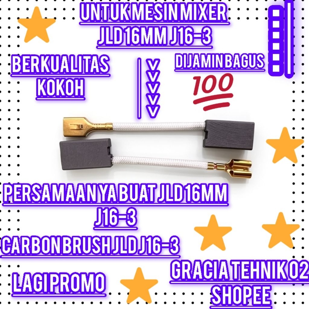 CARBON BRUSH ARENG MESIN BOR 16MM JLD J16-3 ARENG MESIN BOR JLD16MM J16-3 (POLOS)