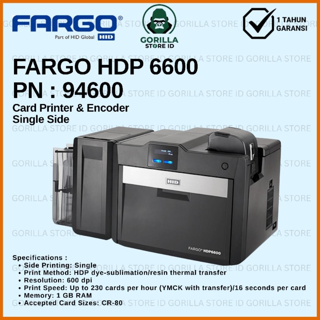 Fargo HDP6600 Printer Kartu Dual Side 100 Cards, Cetak ID Card PVC dengan Kualitas Tinggi