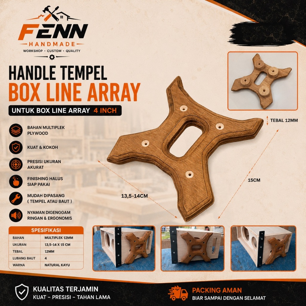 HANDLE KAYU TRIPLEK TEMPEL BOX LINE ARRAY 4 INCH