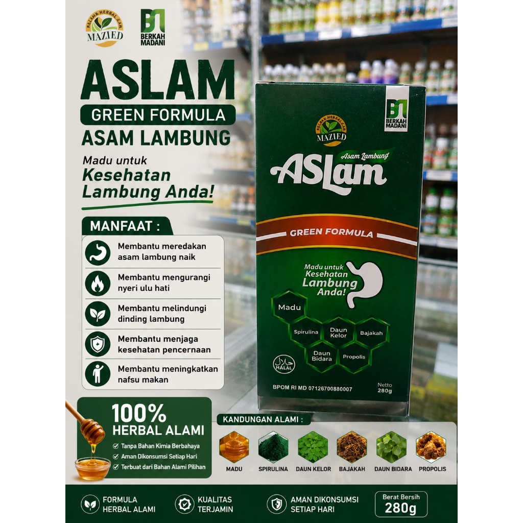 Madu Asam Lambung Gerd Madu Aslam Hijau