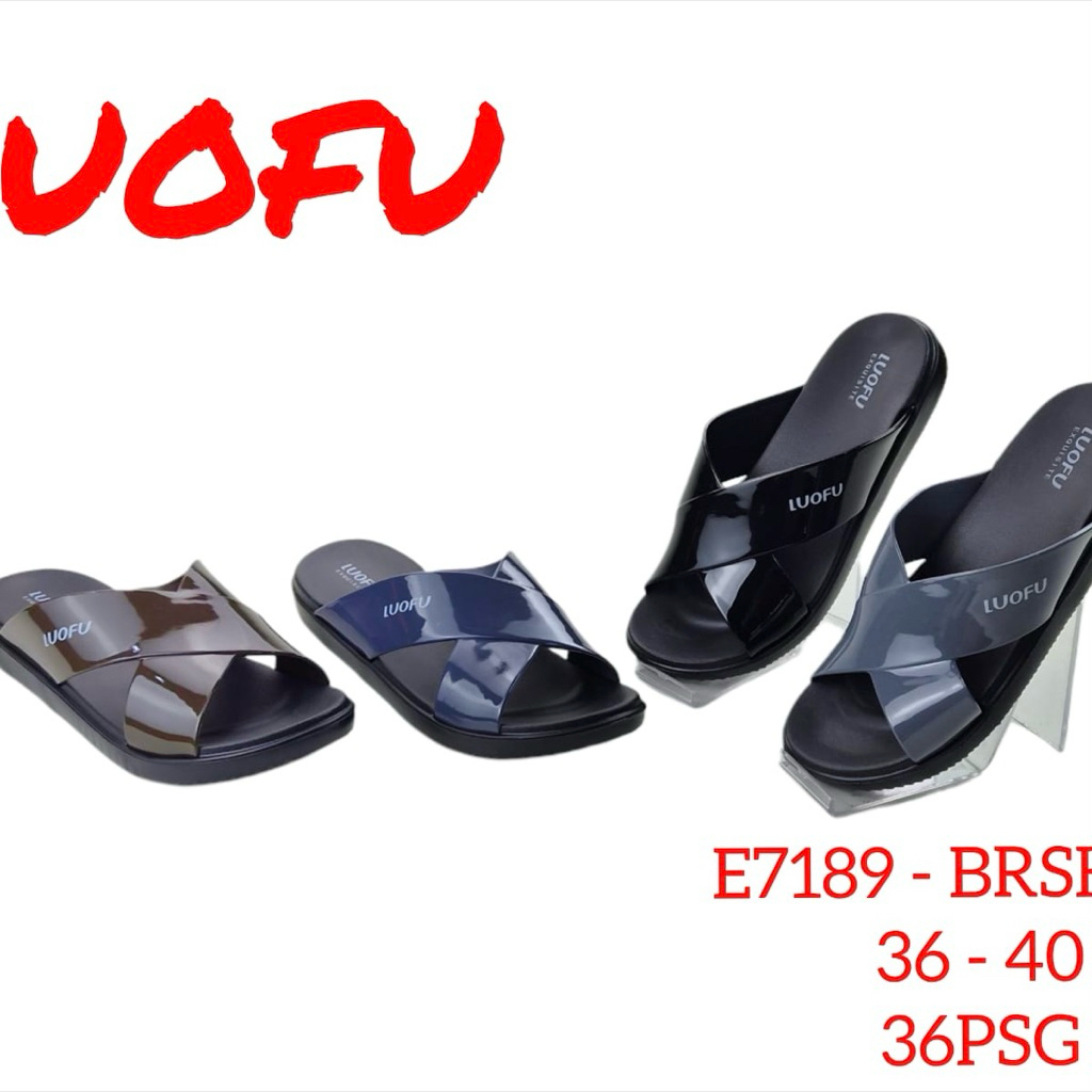 LUOFU sandal silang wanita sandal teplek wanita bahan karet (E-7189)