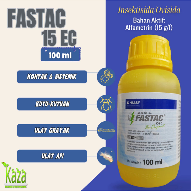 Insektisida Fastac 15EC 100 ml - BASF Alfametrin Ovisida Kumbang Ulat Api Kutu Thrips Grayak Lalat B