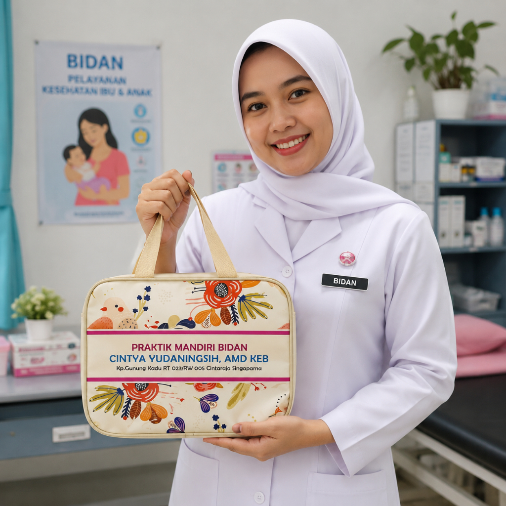 Tas Premium Souvenir Bidan Custom Nama Bahan d300 Tebal