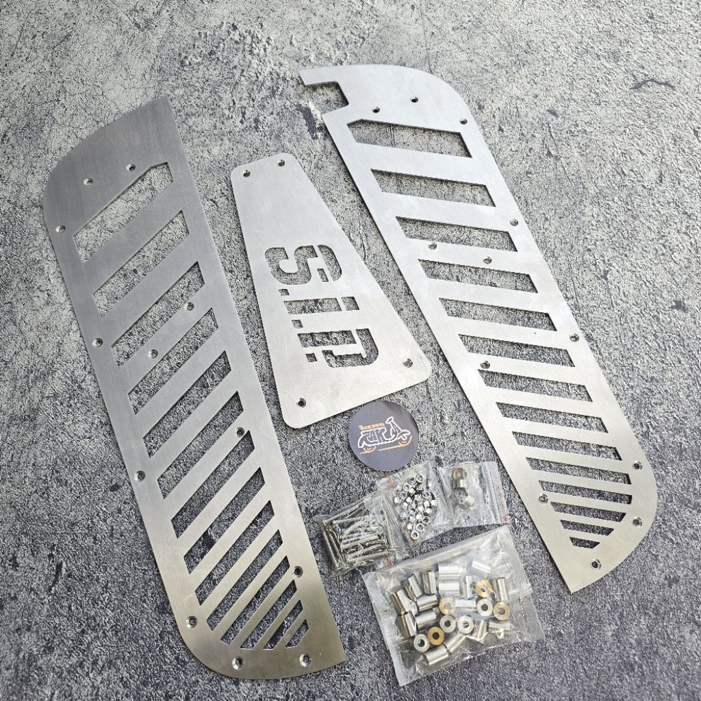 Floormate Floorboard SIP Vespa Klasik Laser Cut Stainless Steel Tebal 2.5mm Vespa Super Sprint Px Ps