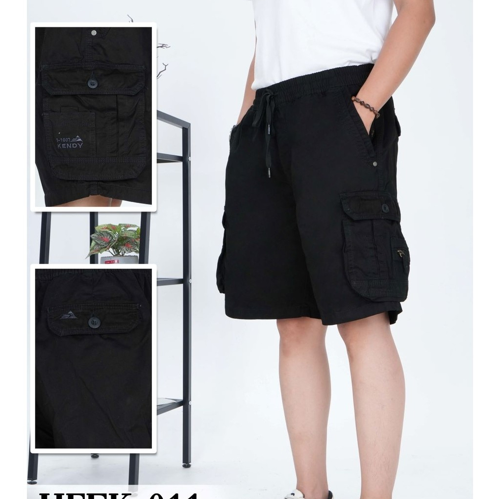 RIMA Outlet Kendy - Celana Pendek Pria - Cargo Katun - HFEK011 - Hitam