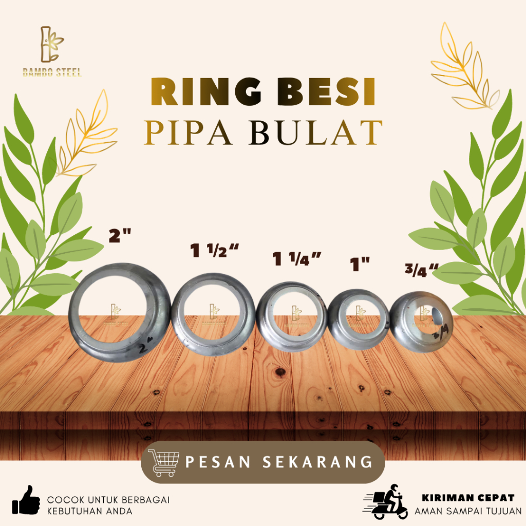 1 Ring Kaki Pipa Ring Cembung Ring Hollow Bulat Plendes Besi Bulat Ornamen Aksesoris Pagar Teralis