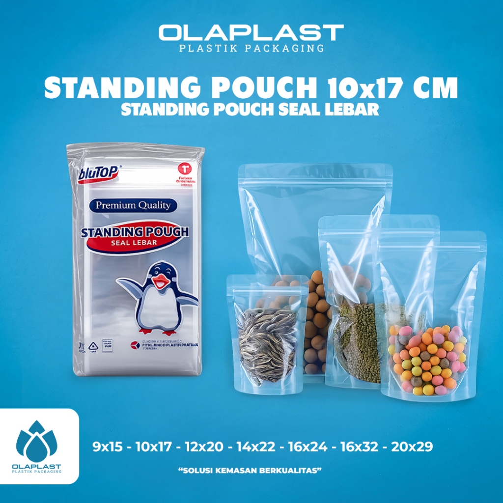 50pcs Blutop Standing Pouch 10x17 Seal Lebar Double Seal / Standing Pouch Blutop