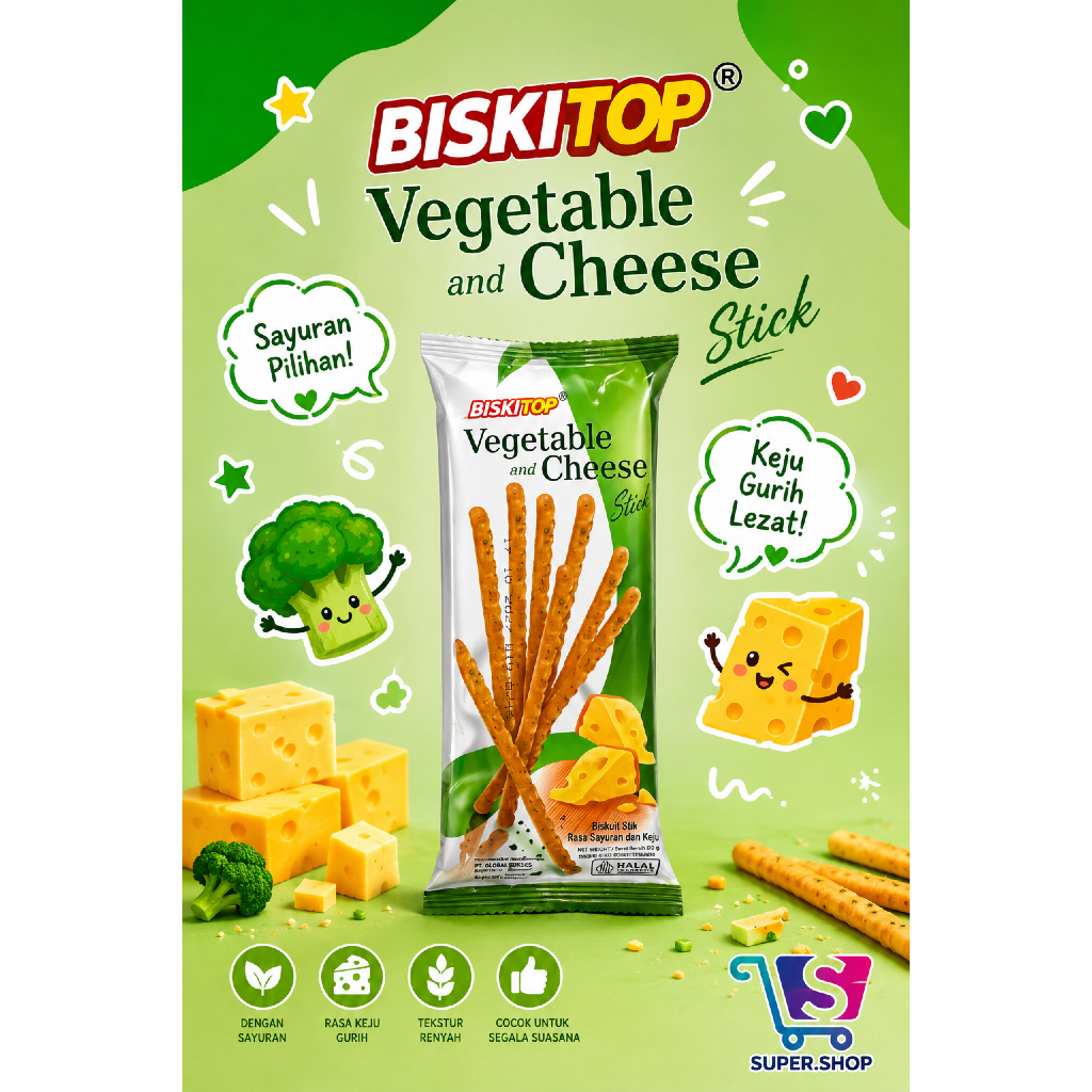 TERMURAH  Biskitop Vegetable and Cheese Stick Cemilan Keju Snack Grosir Snacks Jajanan Murah