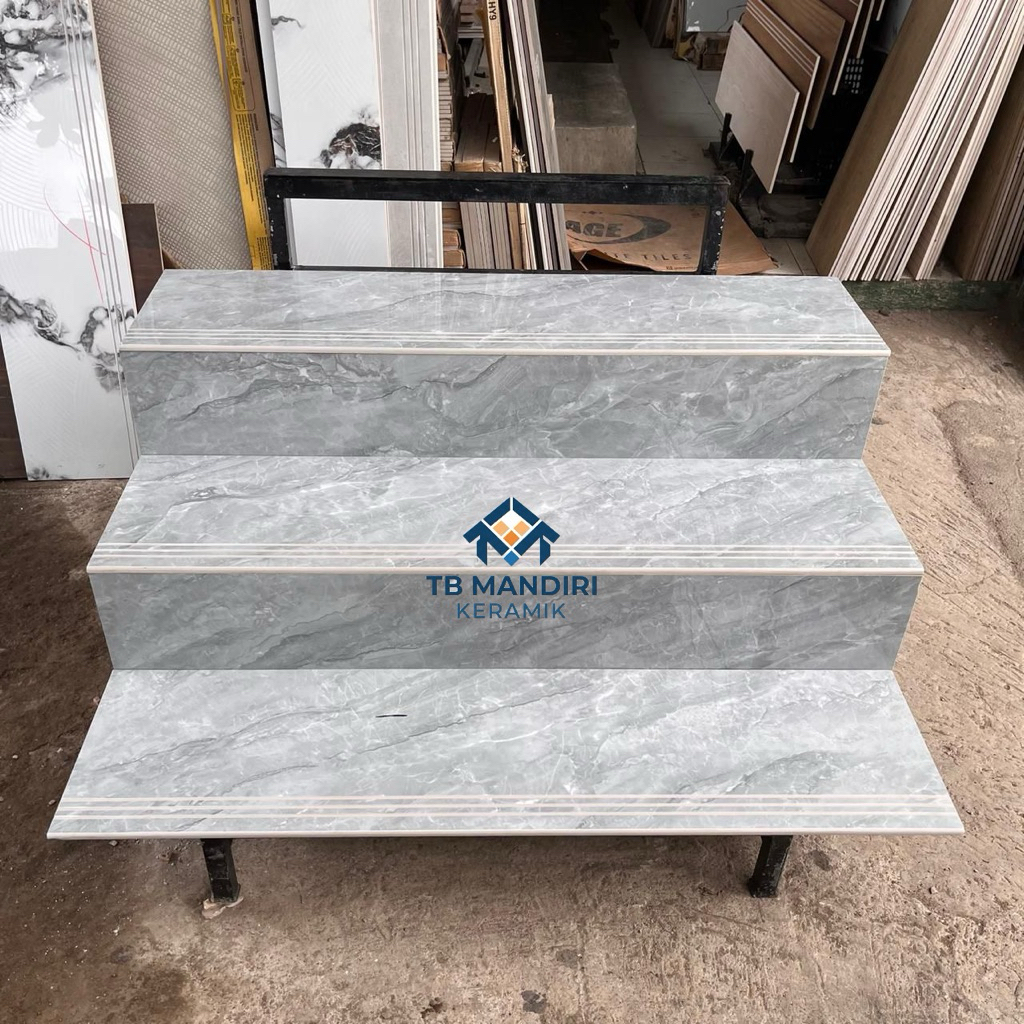 Granit Tangga Stepnosing 30x80 20x80 | 30x90 20x90 | 30x100 20x100 | 30x120 20x120 Abu abu | Glossy