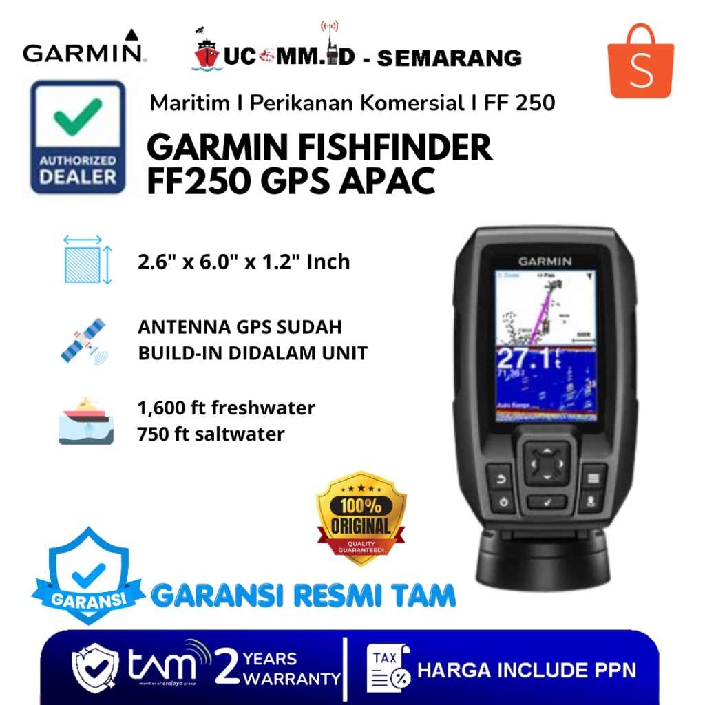 Garmin FF250 FF 250 Fishfinder GPS Garmin 250 APAC CHIRP Pencari Ikan Original Garansi Resmi 2 Tahun